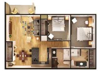 Two Bedroom Two Bathroom Two Bedroom Two Bathroom Floor Plan at Dutton Estates, St. Clair, MI