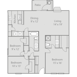 Floor Plan 3 Bedroom 2 Bath