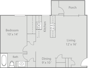 Floor Plan 1 Bedroom 1 Bath
