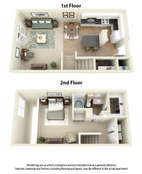 Floor Plan A3 1 Bedroom 1 Bath
