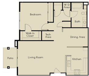 1 bed 1 Bath 976 square feet floor plan C