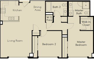 2 bed 2 Bath 1166 square feet floor plan C