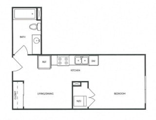 Studio 1 Bath 421 square feet floor plan A5