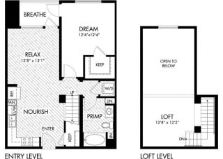 1 bed 1 Bath 921 square feet floor plan A6