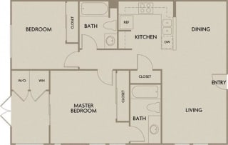 Plan D 2 bed 2 bath 1022 square feet floor plan Waterfront Two Bedroom