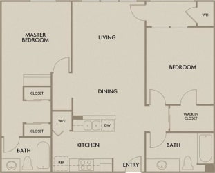 2 bed 2 bath 1022 square feet floor plan Waterfront Two Bedroom Plan B