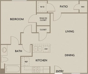 1 bed 1 bath 780 square feet floor plan Waterfront One Bedroom
