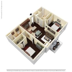 2 Bed - 2 Bath |1045 sq ft B2 floorplan