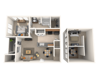 1 Bed - 1 Bath, 839 square feet Fidelis floor plan