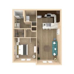 3d 1 Bed 1 Bath 802 square feet floor plan Sanctuary