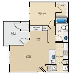Guadalupe Floorplan Guadalupe 1Bed/1Bath 764 sq. ft. floorplan