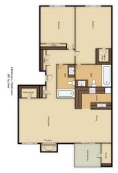 Floor Plan 2 Bedroom 2 Bathroom
