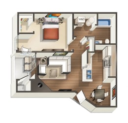 1 Bed - 1 Bath, 650 sq ft 1 Bedroom 1 Bath A floorplan