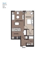 Floor Plan One Bedroom Plan 3A