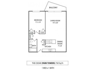 Park Towers Apartments in St. Louis Park, MN 1 Bedroom 1 Bath