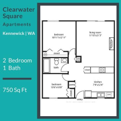 Clearwater Square Apartments 2x1 Floor Plan