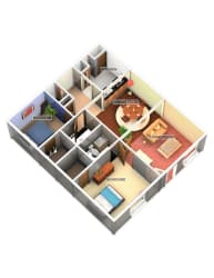 2 Bedroom 2 Bathroom Floor Plan 2 Bedroom 2 Bathroom Floor Plan at Longfellow Apts, Beaumont