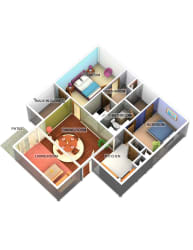 2 Bed 2 Bath Floor Plan Lf3 2 Bed 2 Bath Floor Plan Lf3 at Longfellow Apts, Beaumont, TX, 77706