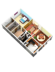 1 Bed 1 Bath Floor Plan 1 Bed 1 Bath Floor Plan at Longfellow Apts, Beaumont, 77706