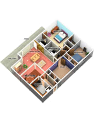 3 Bed, 2 Bath Floor Plan 3 Bed, 2 Bath Floor Plan at Longfellow Apts, Beaumont, TX, 77706