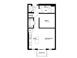 Divine Alcove-Floor Plan Divine Alcove Floor Plan (0 beds, 1 baths, 633 sq.ft, rent $1,419-$1,530/month)