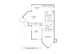 MacLaren Hill Elliot Floor Plan MacLaren Hill Apartments in St. Paul, MN 2 Bedroom 1 Bathroom Apartment