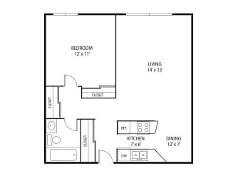 Minnehaha Manor Birch Floor Plan Minnehaha Manor Apartments in Oakdale, MN 1 Bedroom 1 Bathroom