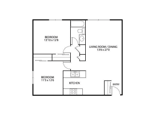 Silver Ridge Pine Floor Plan Silver Ridge Apartments in Maplewood, MN 2 Bedroom 1 Bath
