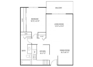 Willow Pond Magnolia Floor Plan Willow Pond Apartments in Burnsville, MN 1 Bedroom 1 Bath