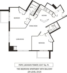 Galtier Towers Pope Floor Plan Galtier Towers Apartments in Lowertown, St. Paul, MN 2 Bedroom 2 Bath Apartment
