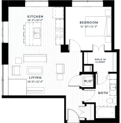 1T Floor plan at Custom House, Minnesota, 55101