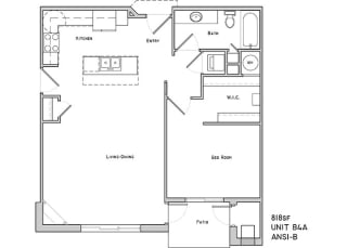 Wiltshire one bedroom one bathroom floor plan at The Flats at 84 Wiltshire one bedroom one bathroom floor plan at The Flats at 84