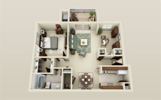 One Bedroom One Bath Den Floor Plan One Bedroom One Bath Den Floor Plan at Three Oaks Apartments in Troy, Michigan