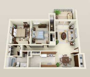 Two Bedrooms One Bath Barrier Free Floor Plan Two Bedrooms One Bath Barrier Free Floor Plan at Three Oaks Apartments in Troy, MI