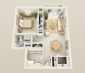 One Bedroom One Bath, Washer/Dryer, Galley 850 sq. ft. Floor Plan One Bedroom One Bath, Washer/Dryer, Galley 850 sq. ft. Floor Plan at Dover Hills Apartments in Kalamazoo, Michigan