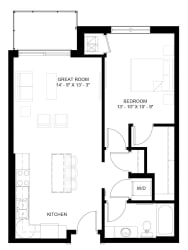 The Blackburn 1-bedroom floor plan layout