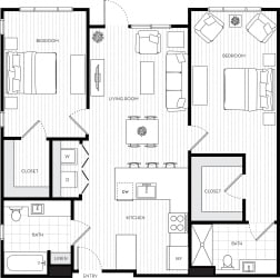 VodaApartments_Kirkland_WA_2 Bedroom_2 Bathroom_FloorPlan VodaApartments_Kirkland_WA_2 Bedroom_2 Bathroom_FloorPlan