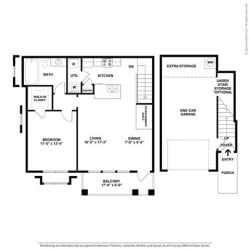 Aurora 1 Bedroom 1 Bathroom Floor Plan at Orion McCord Park, Texas, 75068