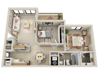 Floor Plan 2 Bed 1 Bath