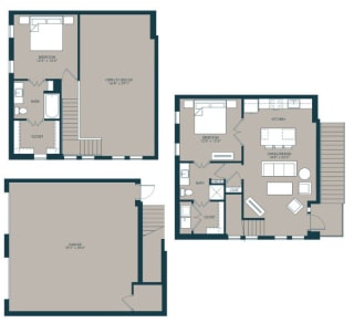 2 bedroom townhome floorplan with 1196 square feet at McKinney Village, McKinney, TX, 75069