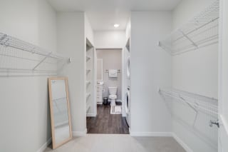 Large Walk-In Closet with Built-In Shelving
