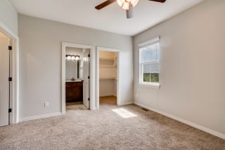 Carpeted Bedroom With Attached Bathroom &amp; Walk-In Closet