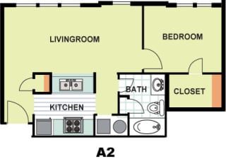 Floor Plan Deluxe One Bedroom (A2)