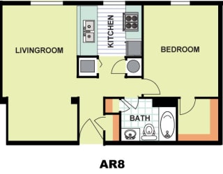 Floor Plan Deluxe One Bedroom (AR8)