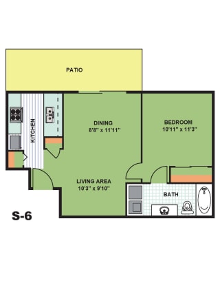 Floor Plan Standard One Bedroom (S6)