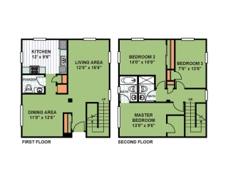 Floor Plan Two Bedroom Townhome (TR22)