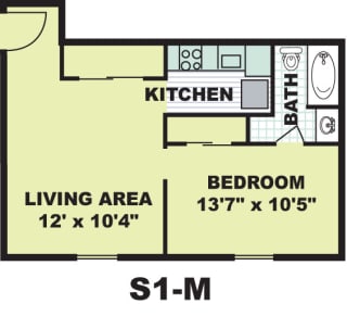 Floor Plan Standard One Bedroom (S1M)