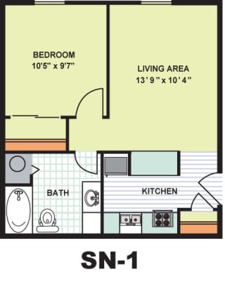 Floor Plan Standard One Bedroom (SN1)
