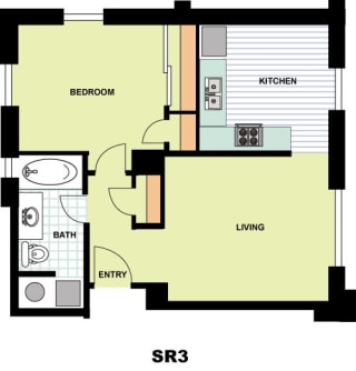 Floor Plan Standard One Bedroom (SR3)