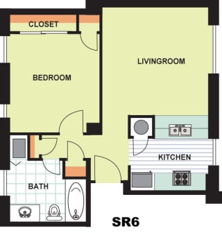 Floor Plan Standard One Bedroom (SR6)